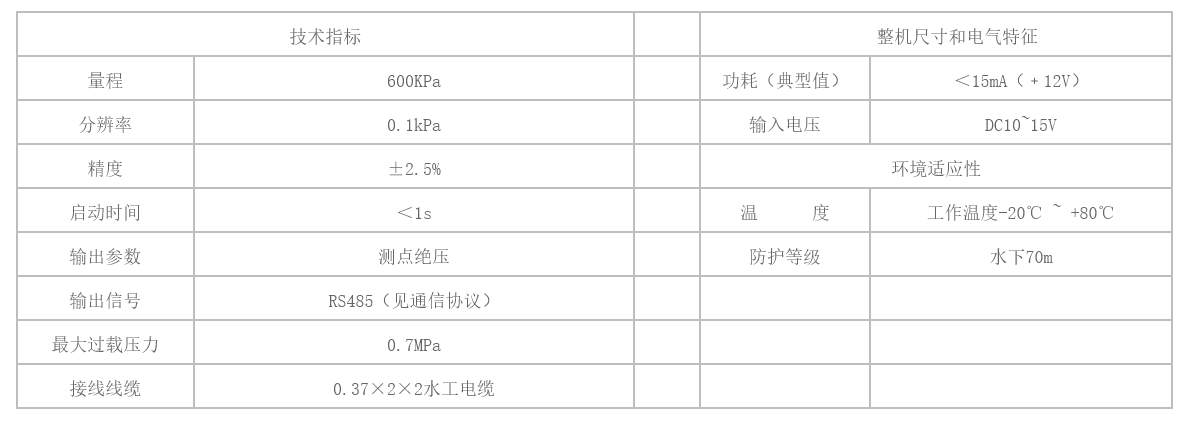 滲壓計-技術參數(shù)